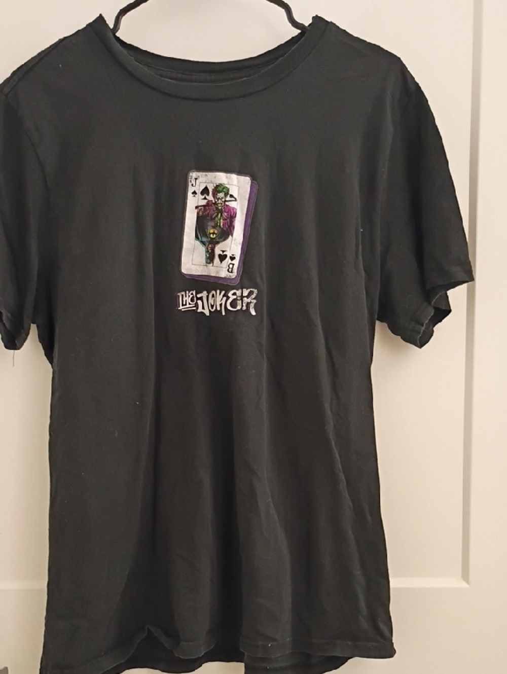 Black Graphic Tee with Joker Card Print